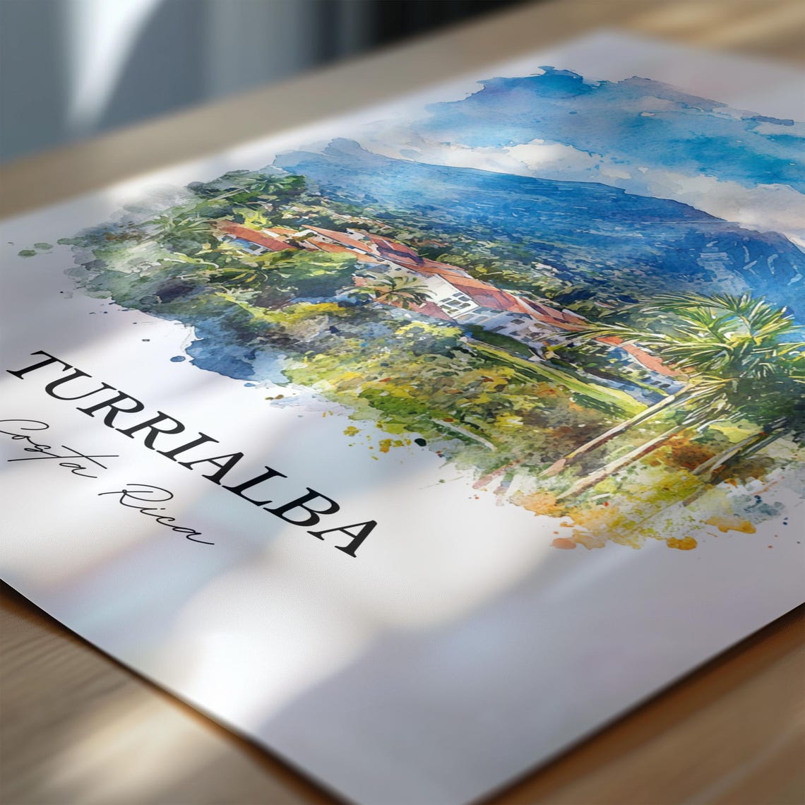 Turrialba Costa Rica Grand Volcano Palms Watercolor Travel Poster - Image 6