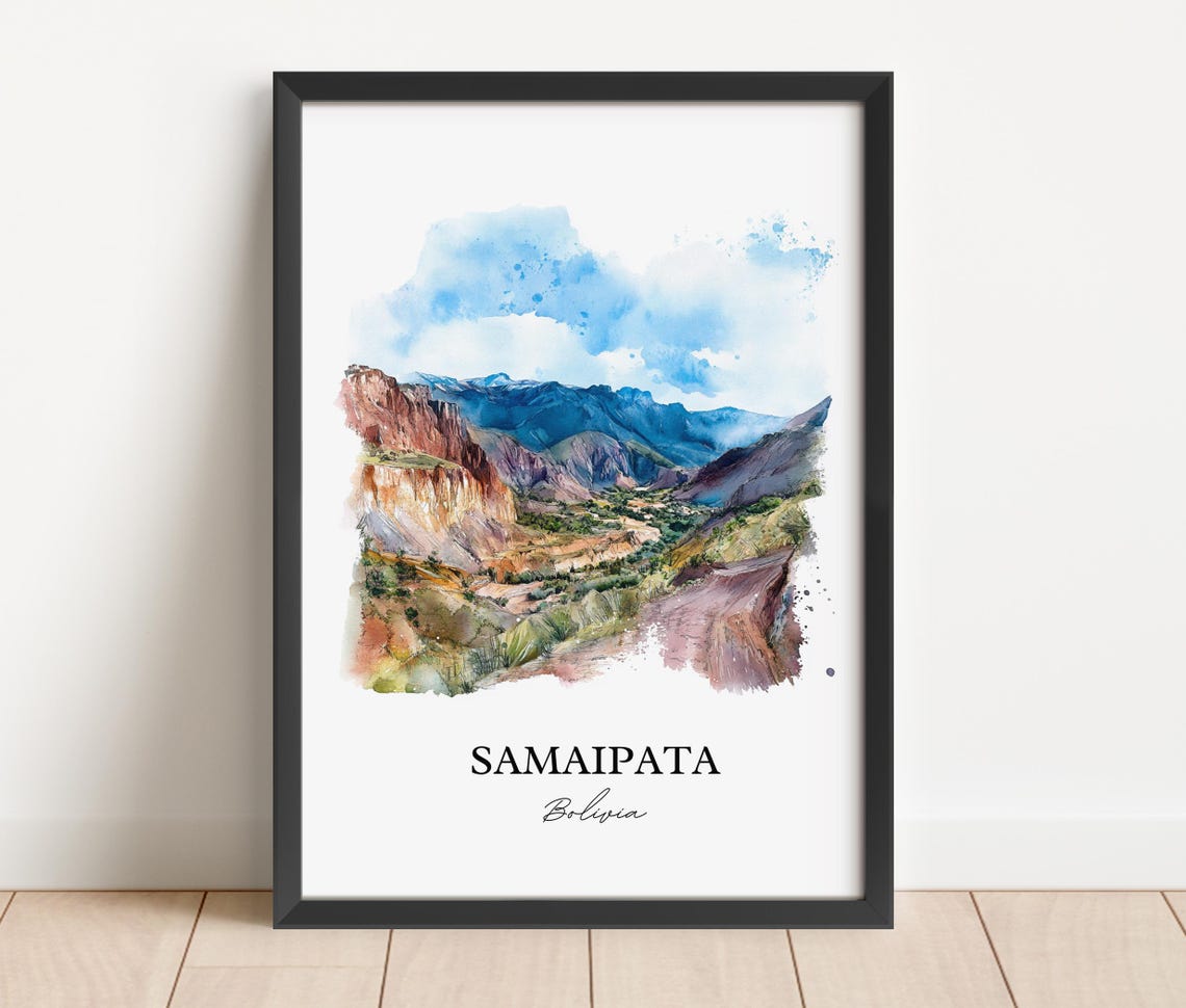 Samaipata Bolivia Watercolor Canyon Mountain Landscape Poster - Image 2