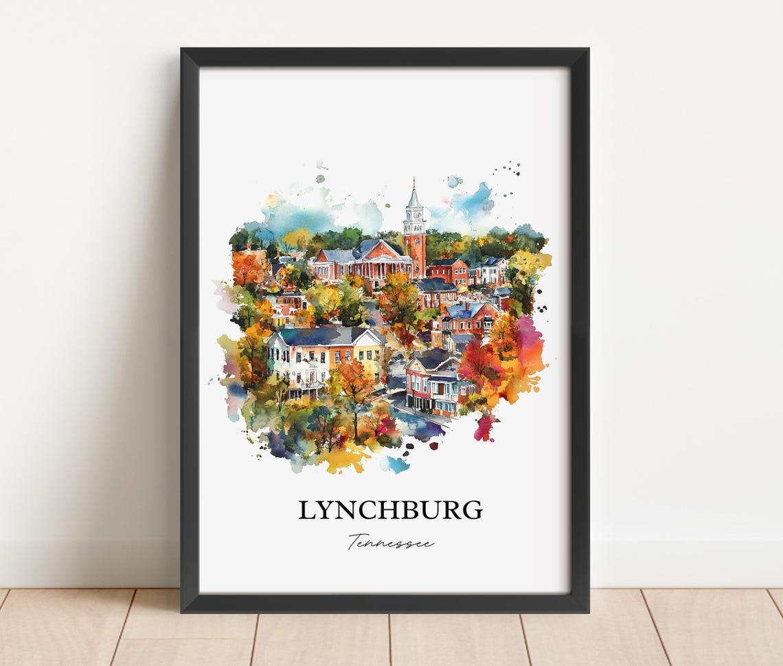 Lynchburg Tennessee Charming Historic Downtown Watercolor Art Poster - Image 6