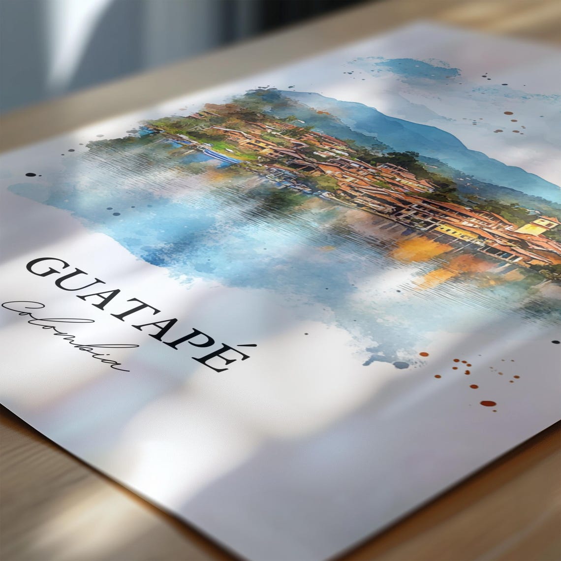 Guatap Wall Art Print Colombia Watercolor Gift Travel Poster Housewarming - Image 6