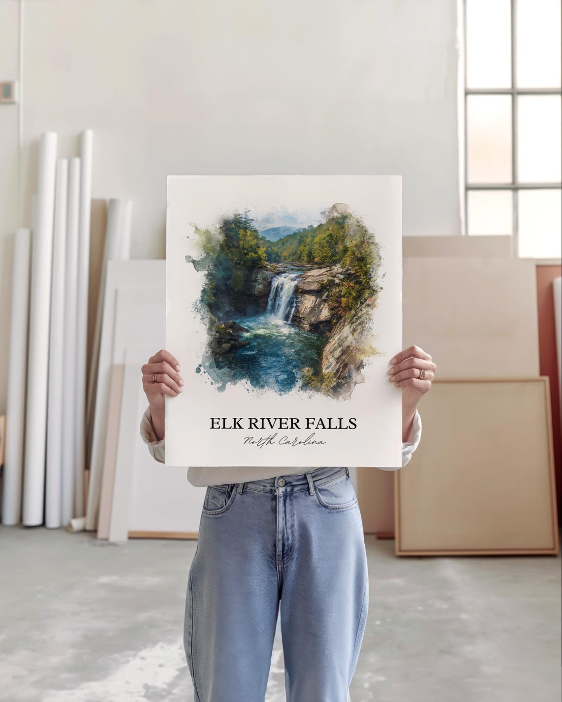 Elk River Falls Wall Art Avery County Print North Carolina Artwork Gift Travel Poster Housewarming - Image 5