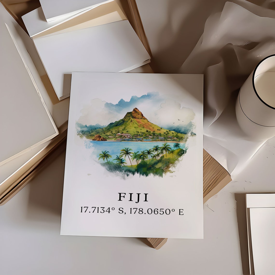 Fiji Coordinates Poster Print With Custom Text - Image 6