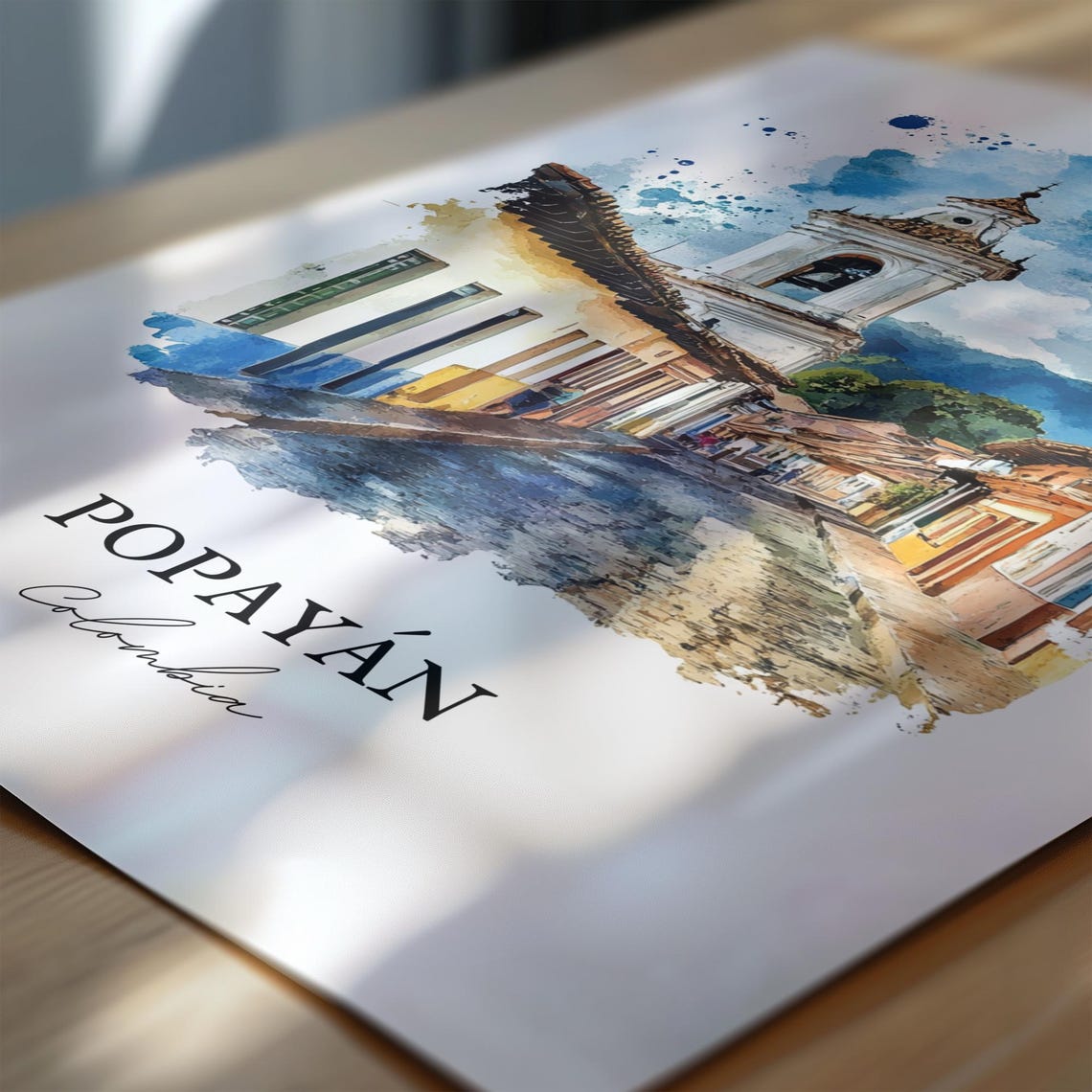 Popayn Wall Art Bogot Print Colombia Watercolor Gift Travel Poster Housewarming - Image 6