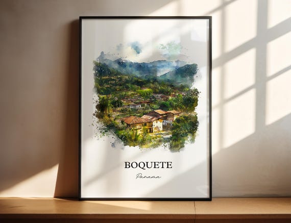 Boquete Wall Art Panama Print Watercolor Gift Travel Poster Housewarming