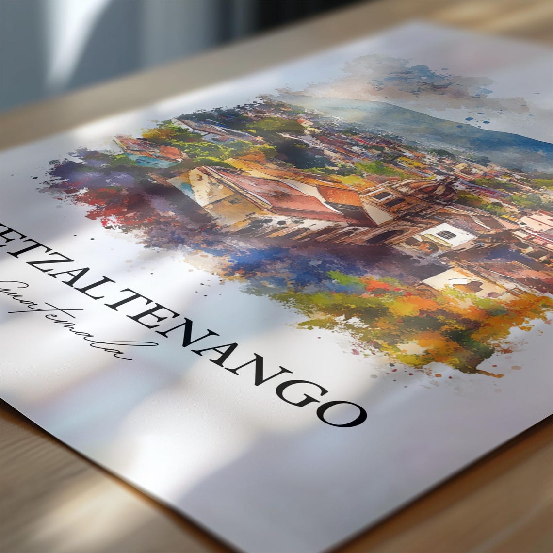 Quetzaltenango Wall Art Guatemala Print Watercolor Gift Travel Poster Housewarming - Image 6