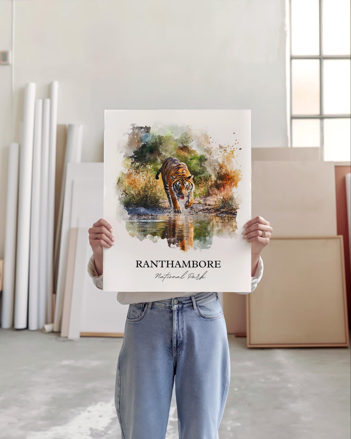 Ranthambore Tiger India Wildlife Watercolor National Park Poster - Image 4