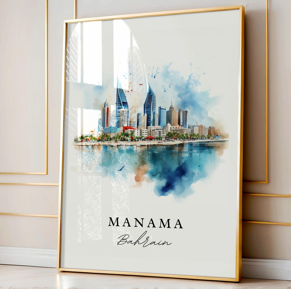 Manama Bahrain Wall Art Poster Wedding Gift Birthday Present Custom Text Personalized - Image 3