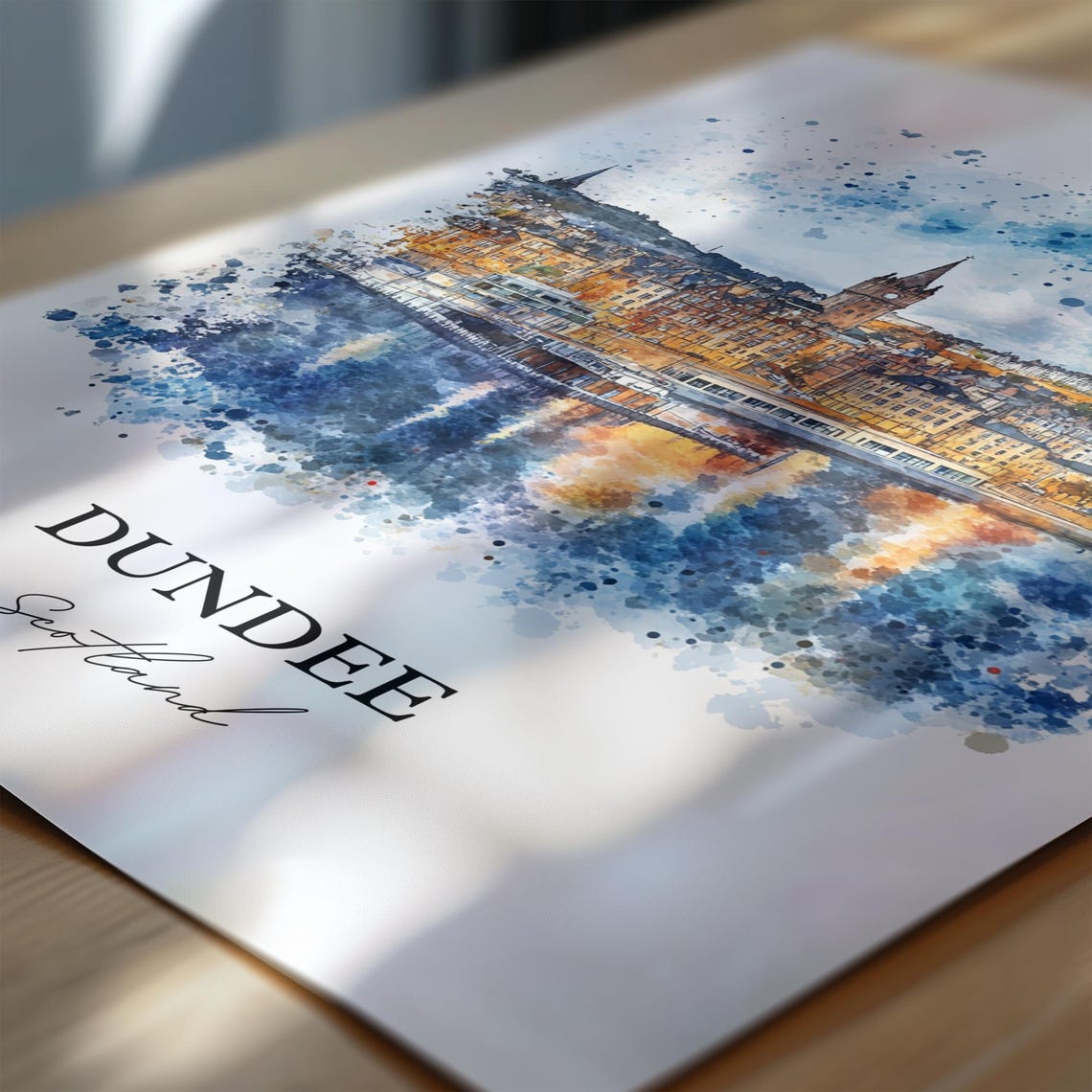 Dundee Scotland Harbor Watercolor Cityscape Skyline Travel Art Poster - Image 6