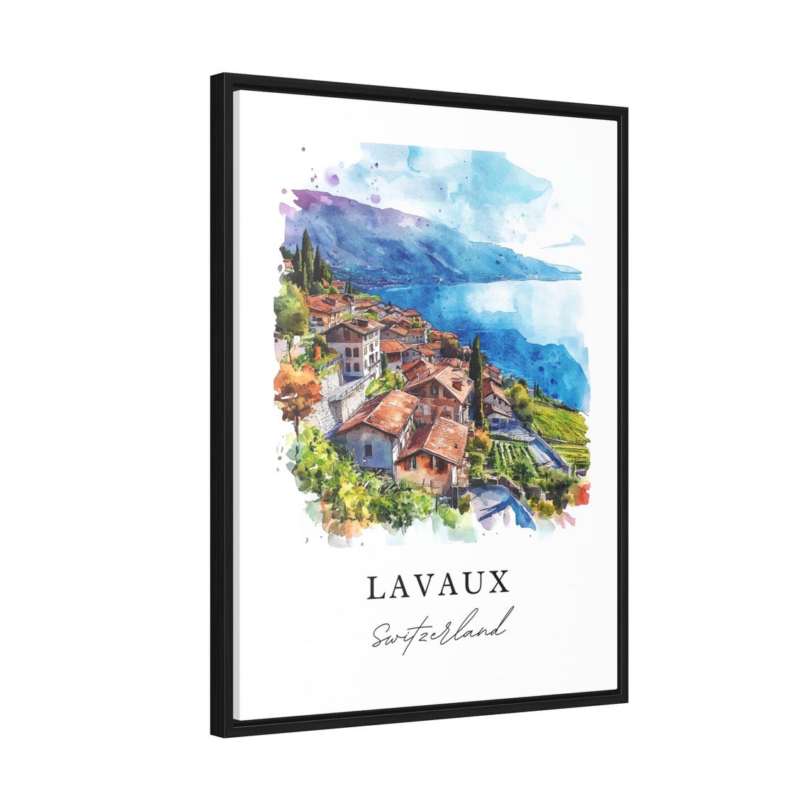 Lavaux Switzerland Watercolor Travel Poster, Region - Image 2
