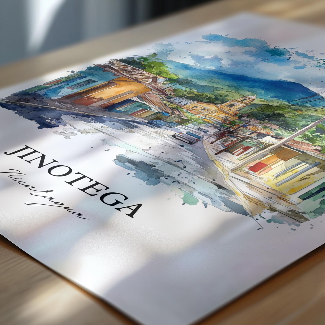 Jinotega Nicaragua Colorful Highland Town Street Watercolor Poster - Image 6