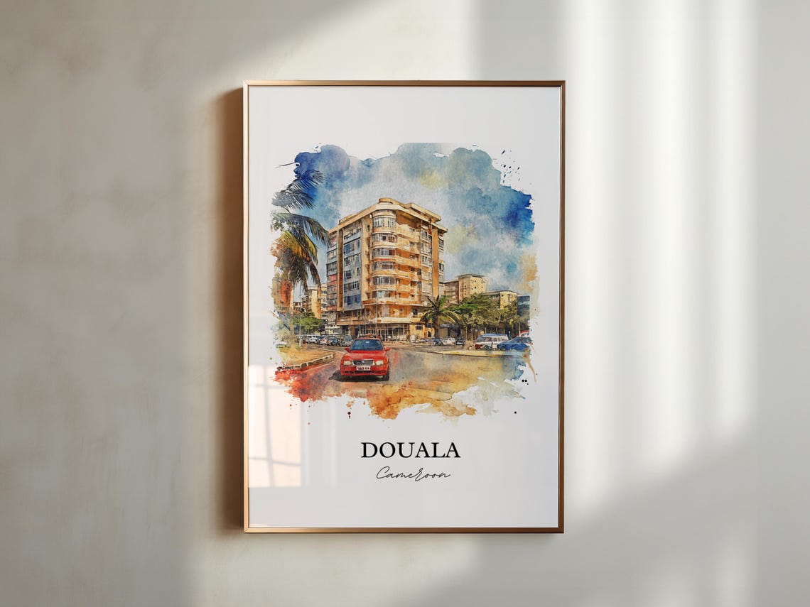 Douala Cameroon Watercolor Modern Building Street Art Poster - Image 6