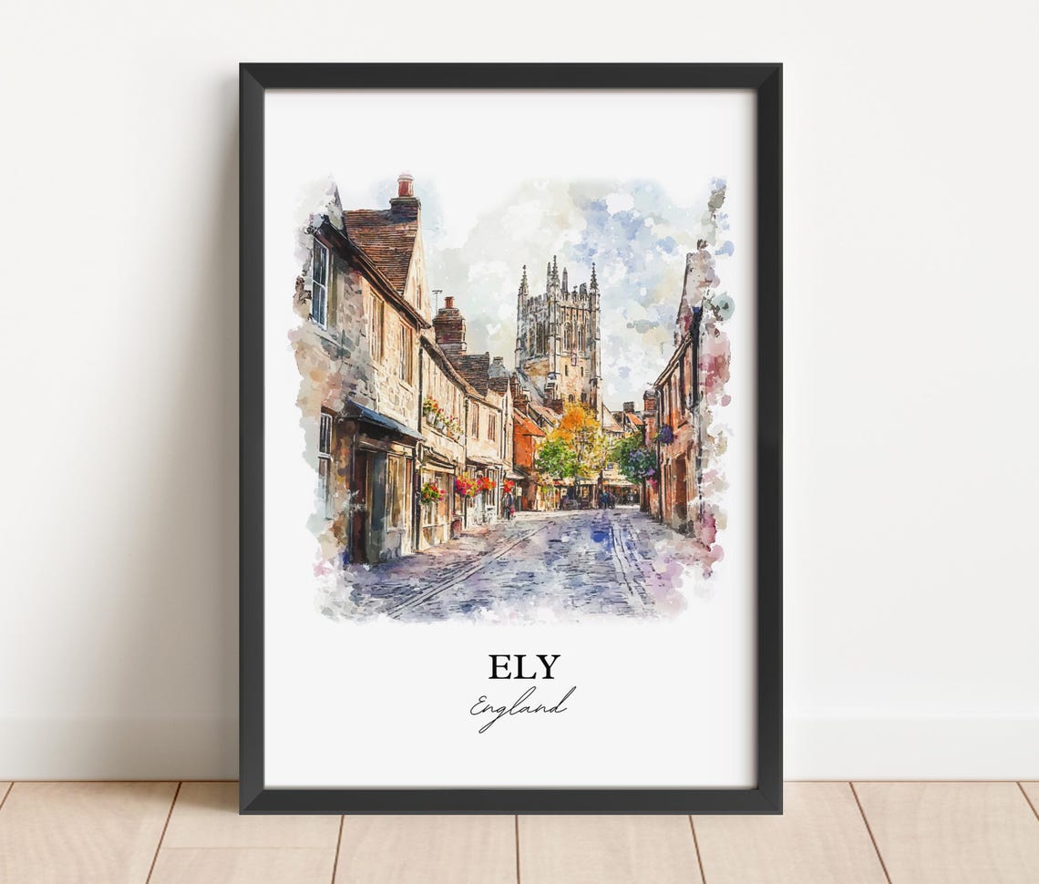 Ely England Watercolor Travel Poster, East Cambridgeshire - Image 4
