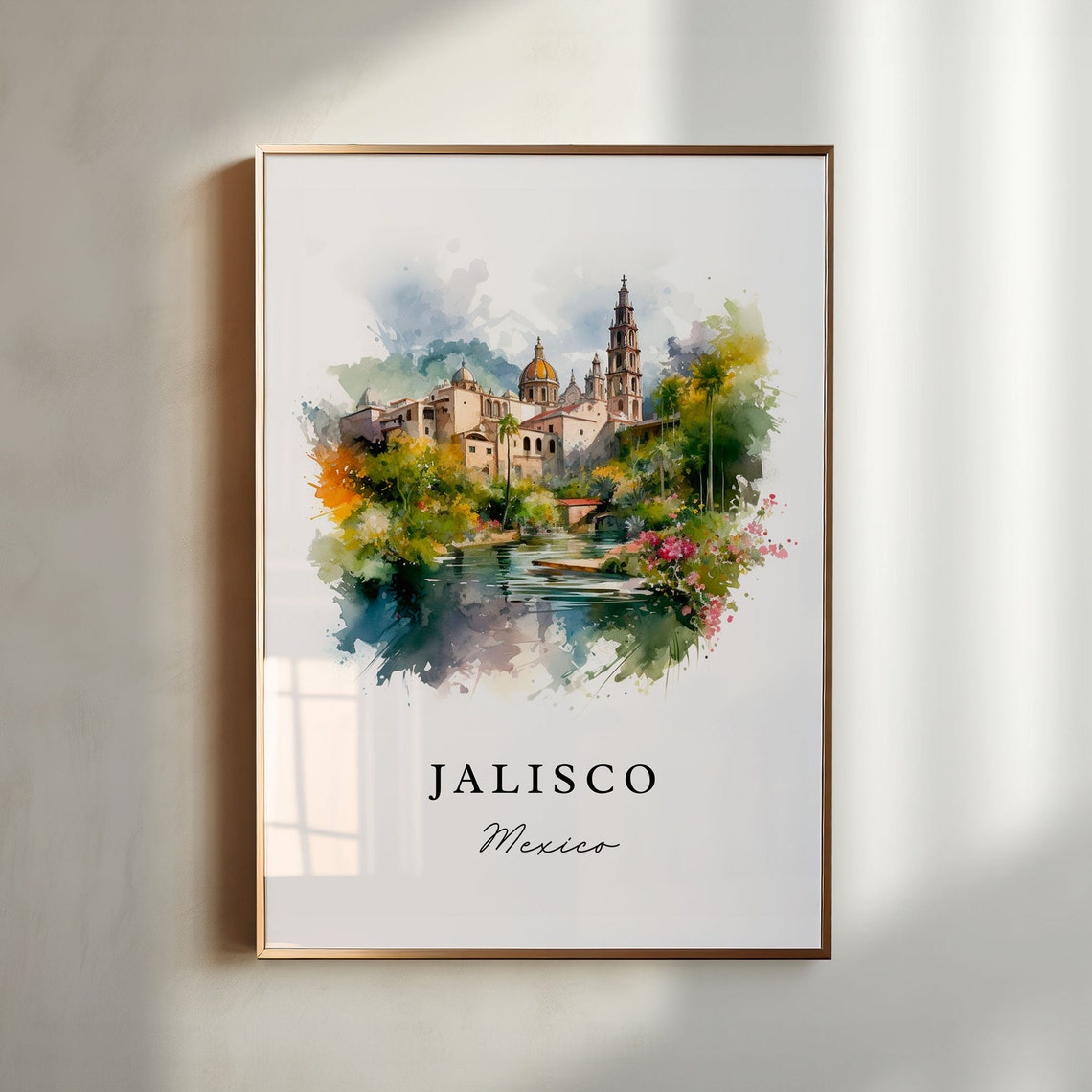 Jalisco Traditional Travel Art Mexico Poster Print Wedding Gift Birthday Present Custom Text Perfect