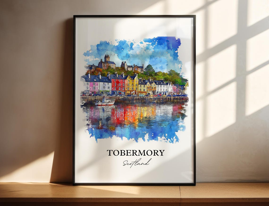 Tobermory, Mull Scotland Watercolor Travel Poster