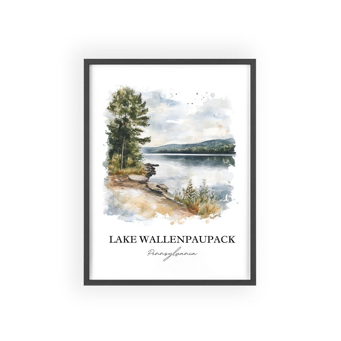 Lake Wallenpaupack Pennsylvania Shoreline Watercolor Travel Poster - Image 2