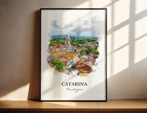 Catarina Wall Art Masaya Dept Print Nicaragua Watercolor Gift Travel Poster Housewarming