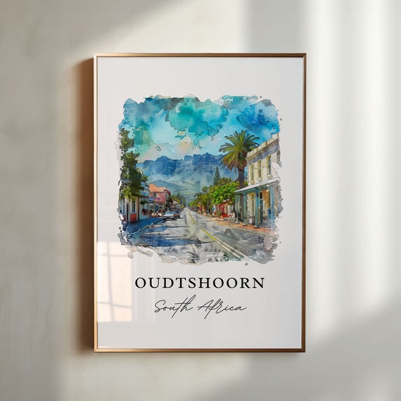 Oudtshoorn Wall Art South Africa Print Watercolor Klein Karoo Gift Travel Poster Housewarming