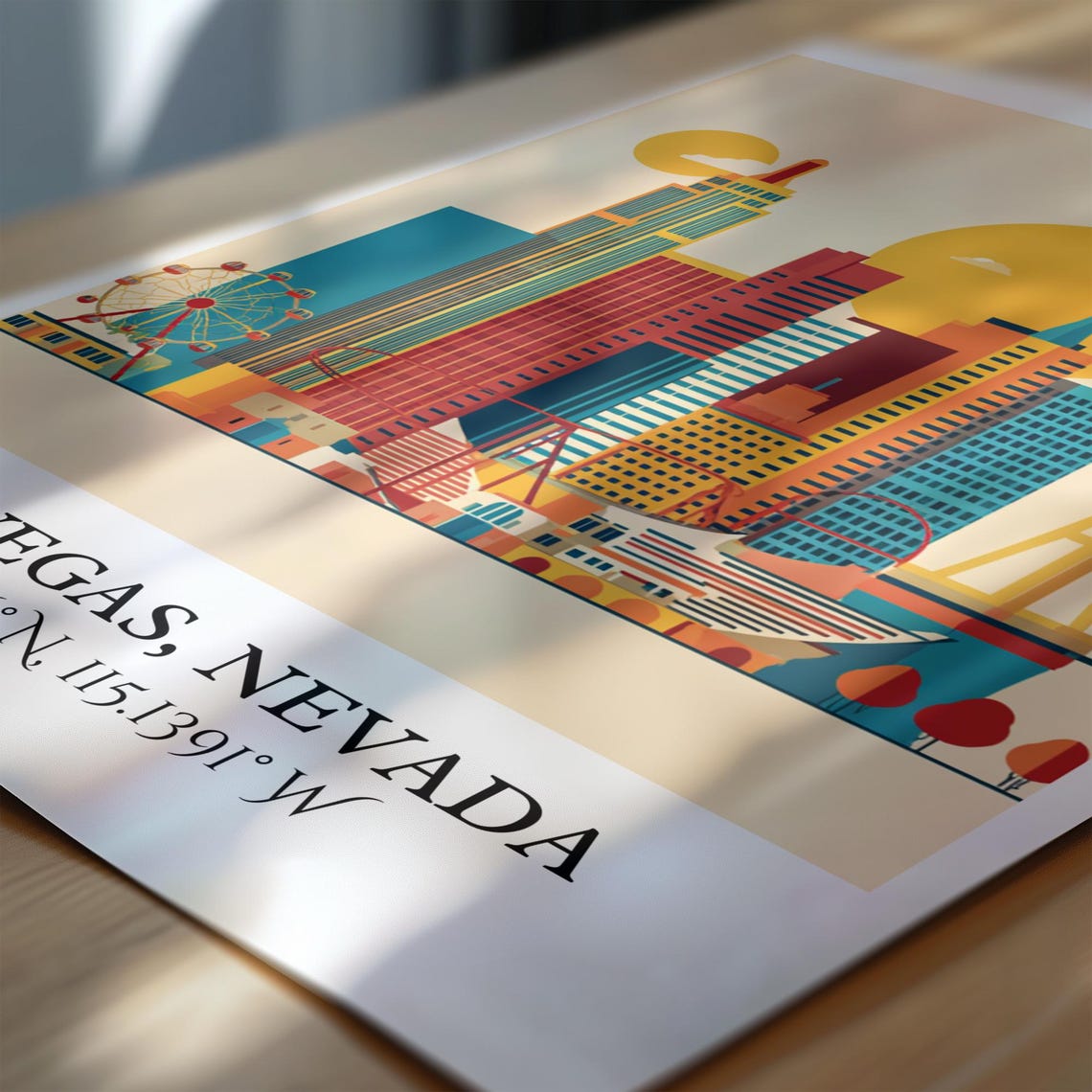 Las Vegas Nevada Strip Skyline Stratosphere Tower Retro Travel Poster - Image 6