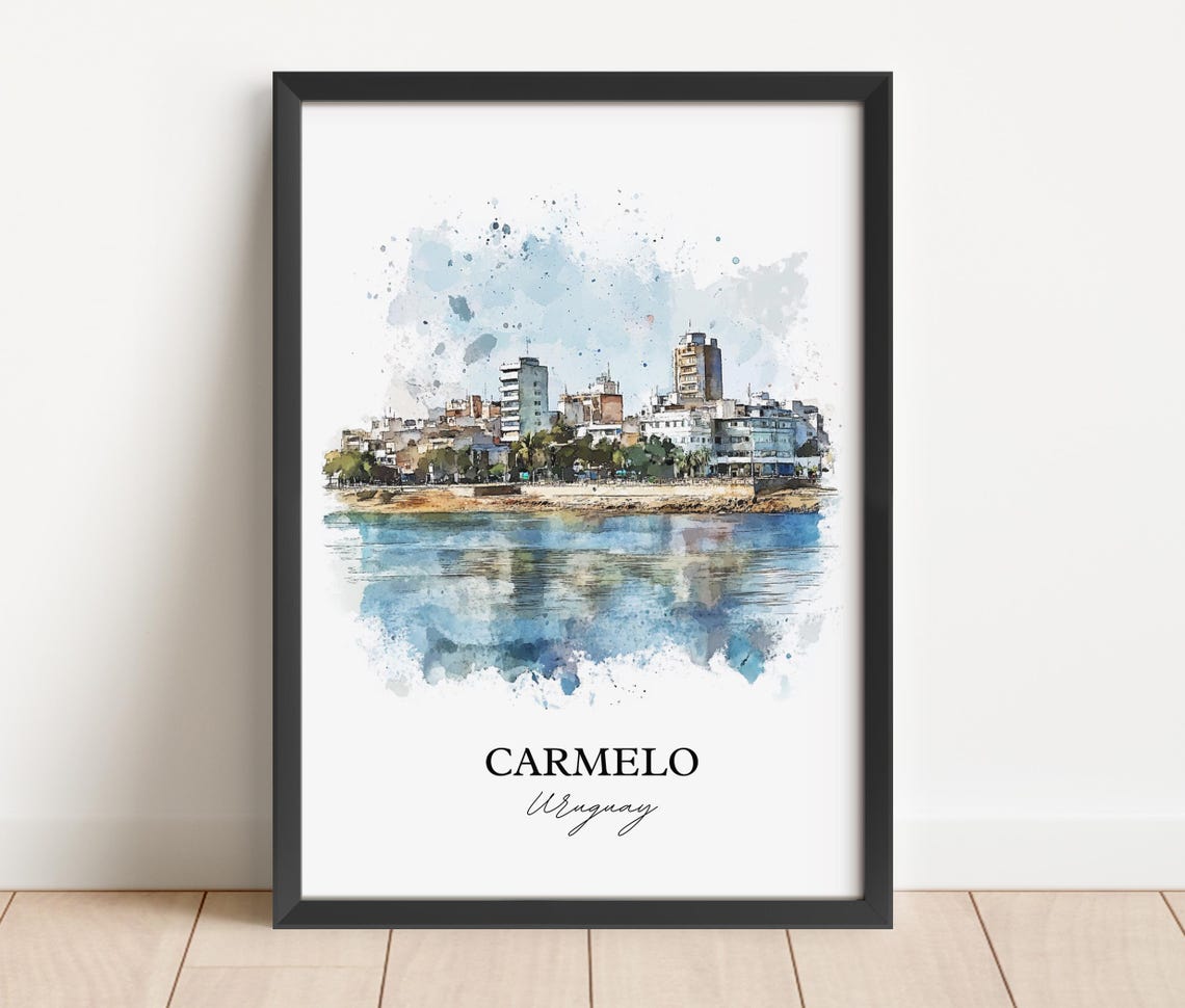 Carmelo Uruguay Watercolor Waterfront Cityscape Travel Poster - Image 5