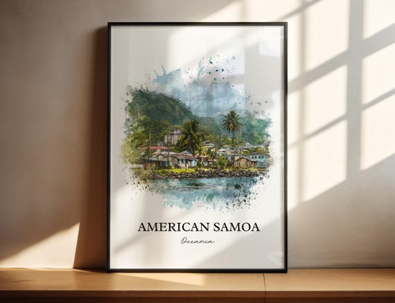 Samoa Wall Art Print Watercolor Gift Travel Poster Housewarming