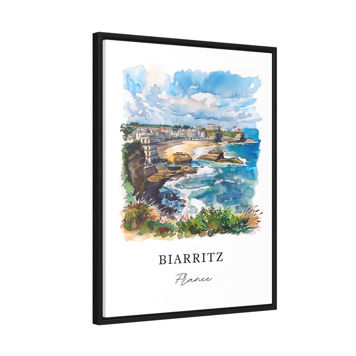 Biarritz France Basque Coast Beach Watercolor Coastal Travel Poster - Image 2