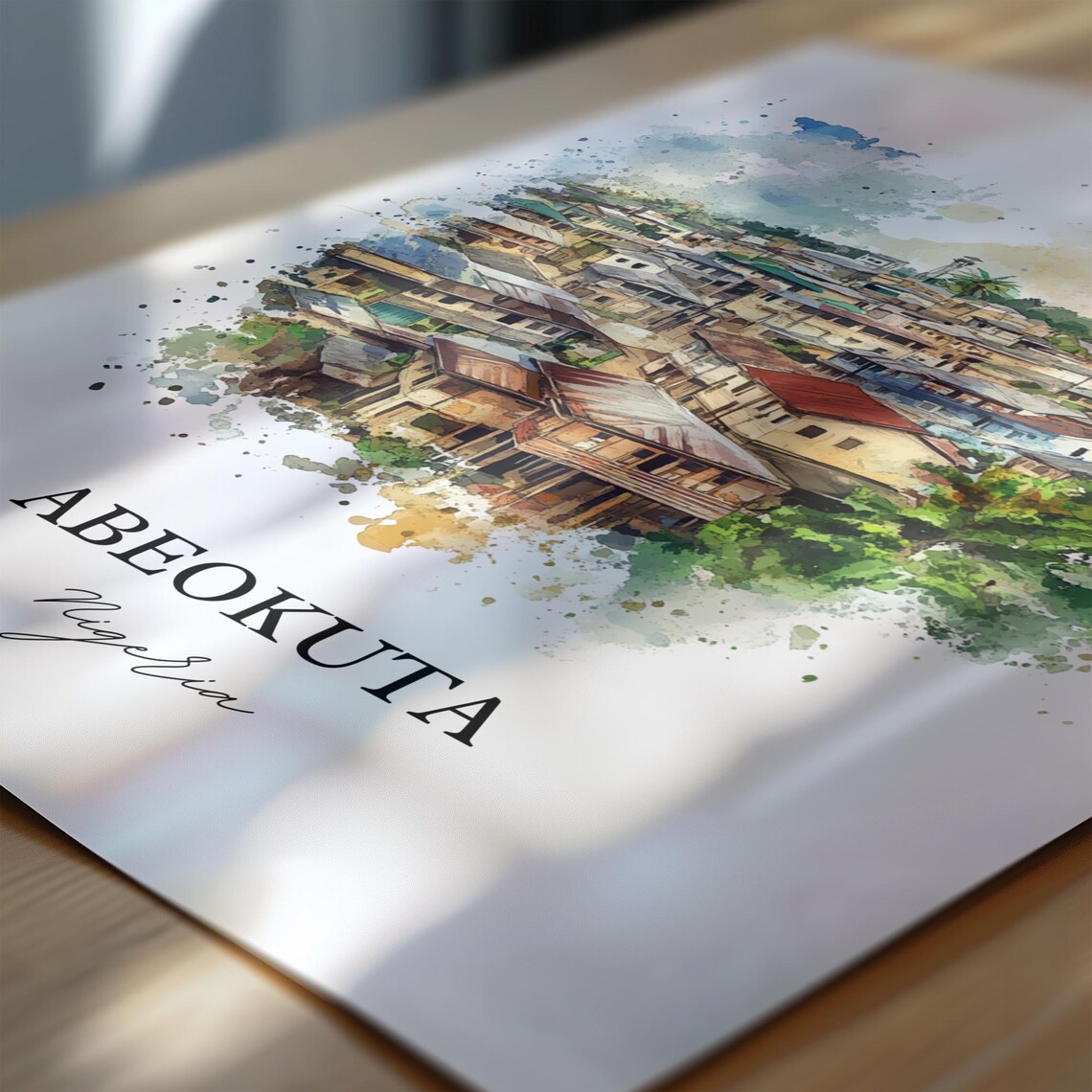 Abeokuta Nigeria Watercolor Hillside Town African Travel Poster - Image 7