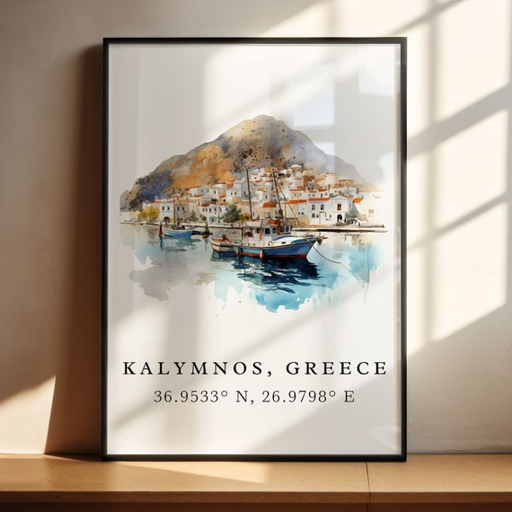 Kalymnos Greece Travel Poster, Custom Text