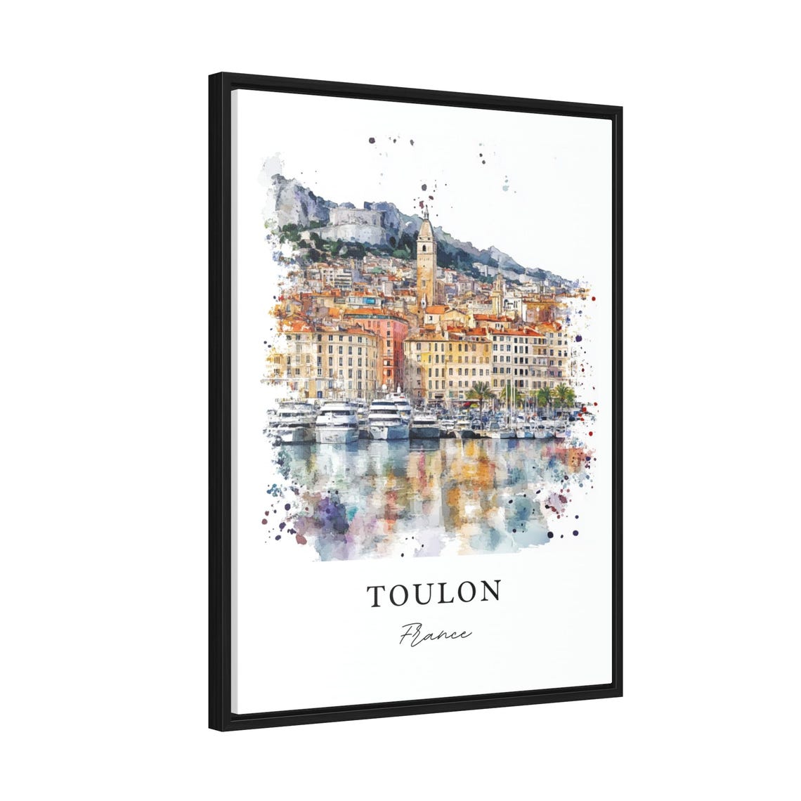 Toulon France Harbor Marina Watercolor Minimalist Travel Poster - Image 2