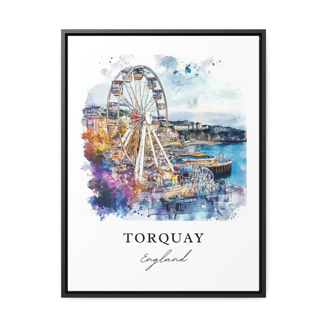 Torquay Watercolor Travel Poster, Devon England - Image 3