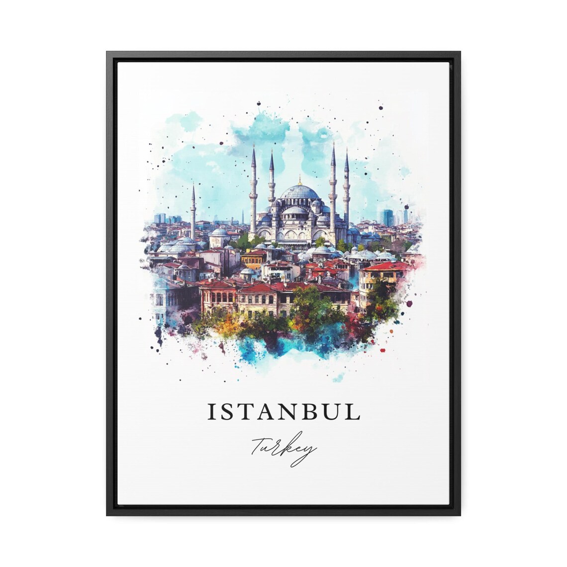 Istanbul Turkey Watercolor Grand Mosque Old City Domes Poster - Image 3
