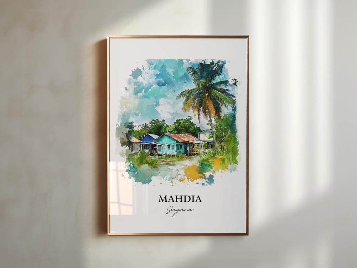 Mahdia Guyana Watercolor Rustic Riverside House Palms Poster - Image 6