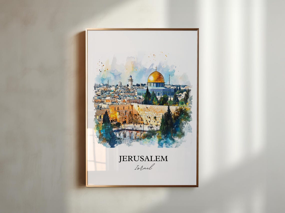Jerusalem Israel Watercolor Dome Old City Sacred Travel Poster - Image 5