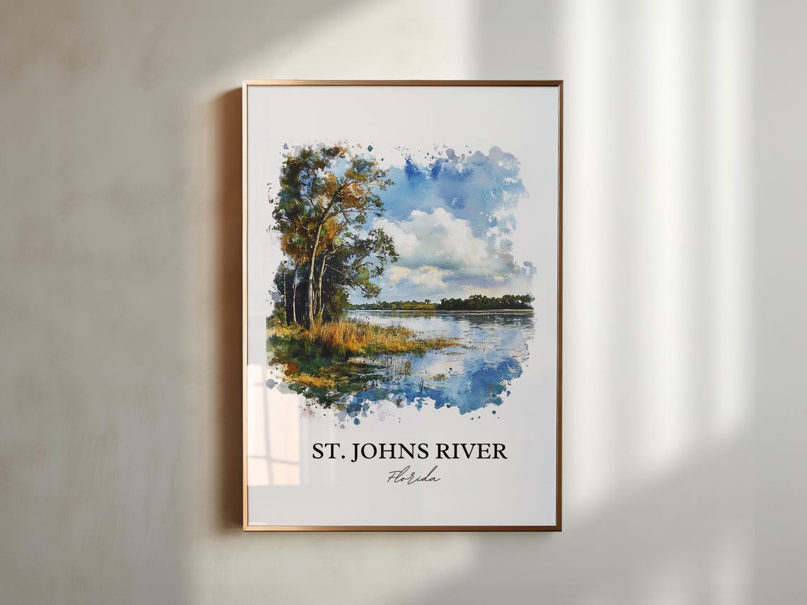 St Johns River Florida Riverside Watercolor Nature Travel Poster - Image 5