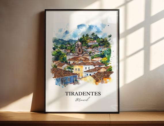 Tiradentes Wall Art Brazil Print Watercolor Village Gift Travel Poster Housewarming
