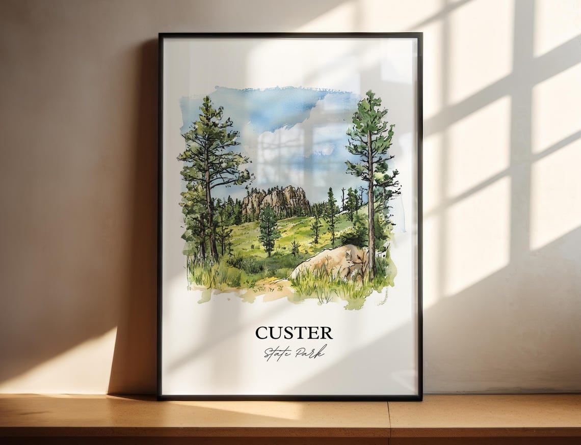 Custer State Park South Dakota Scenic Pine Forest Trail Art Poster