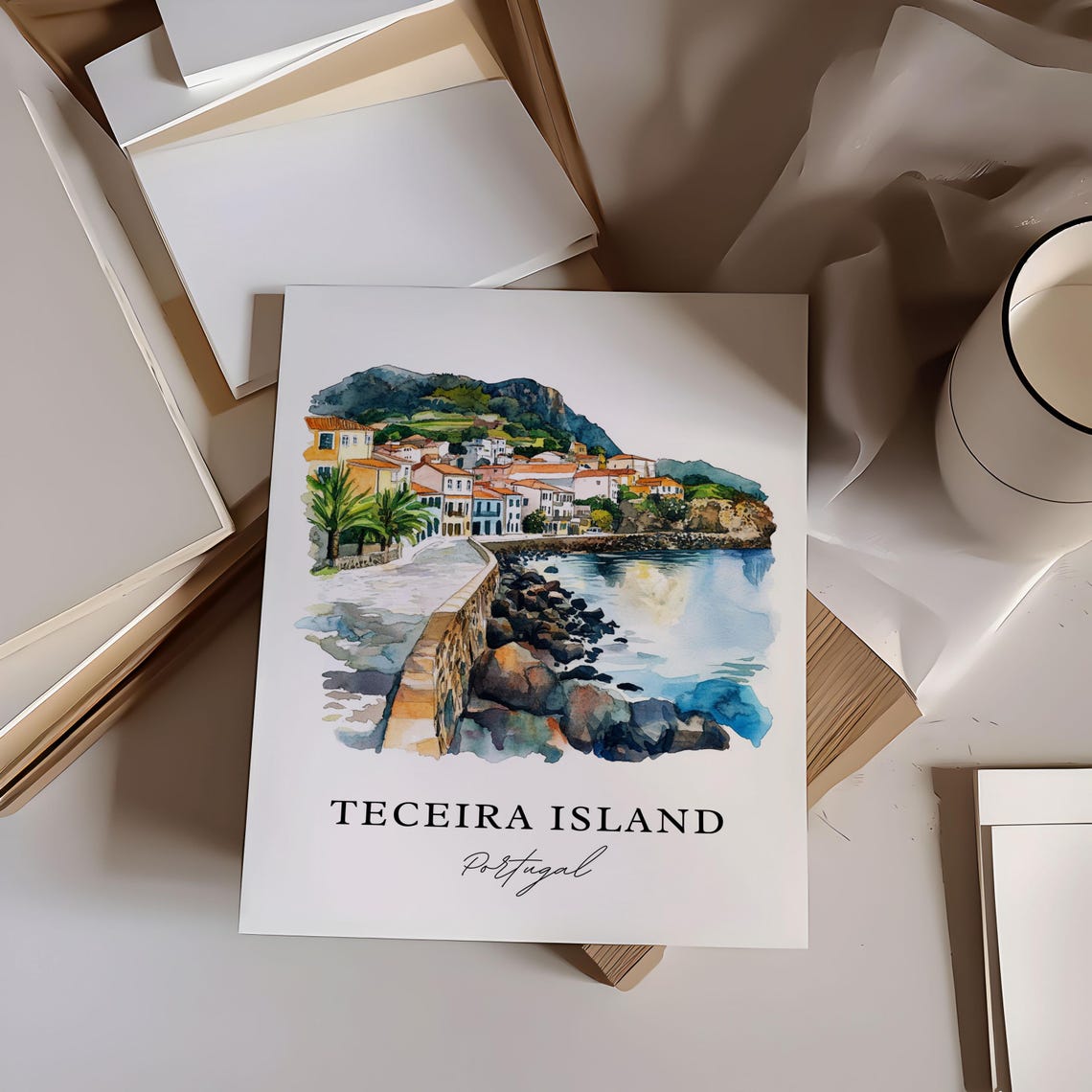 Teceira Island Watercolor Travel Poster, Portugal - Image 5