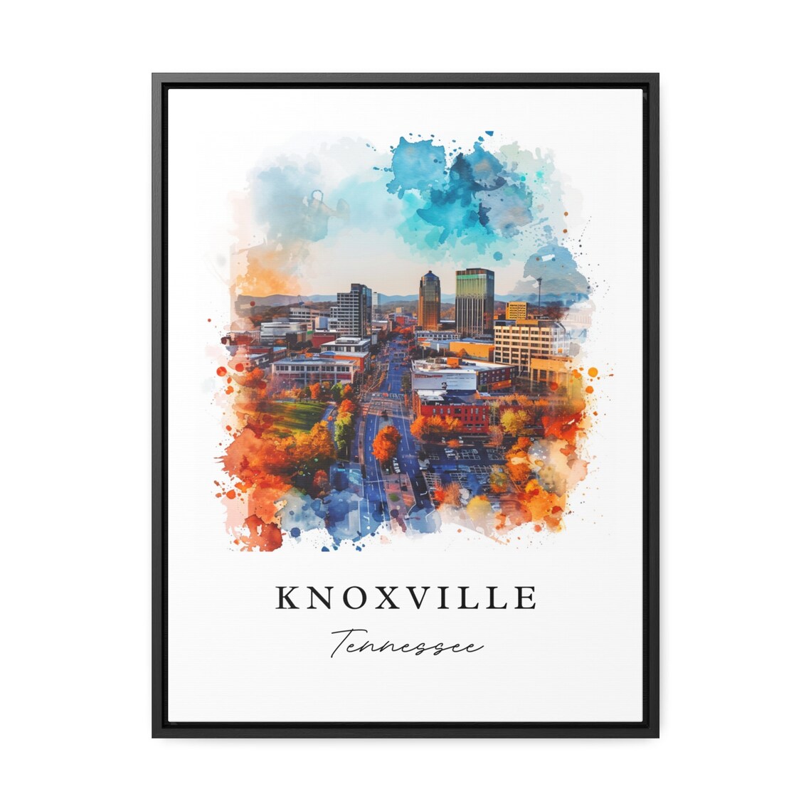 Knoxville Tennessee Downtown Skyline Autumn Watercolor Poster - Image 3