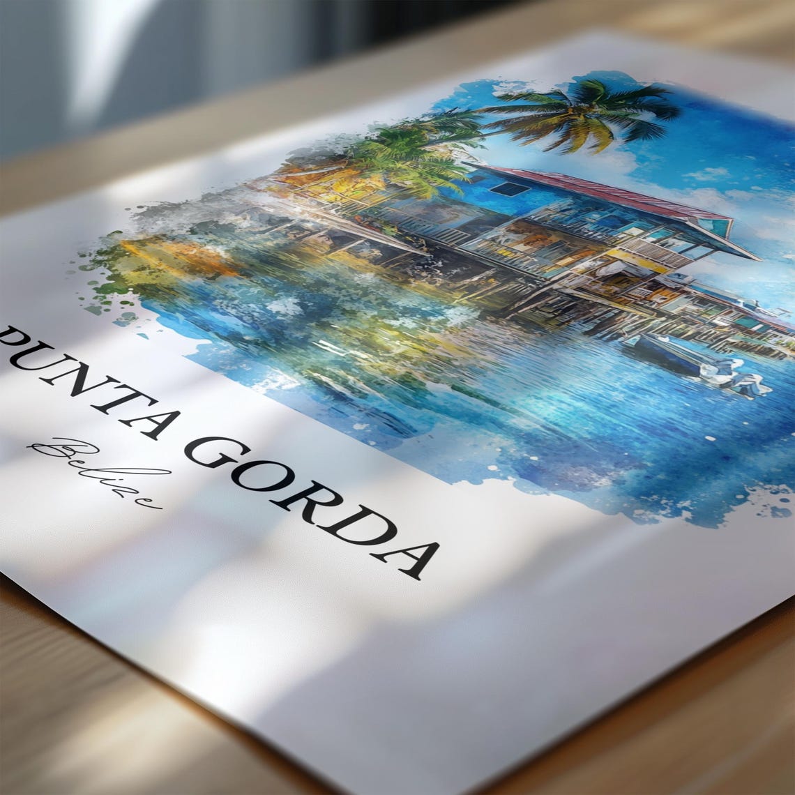 Punta Gorda Belize Art Print Watercolor Gift Travel Poster Housewarming - Image 6