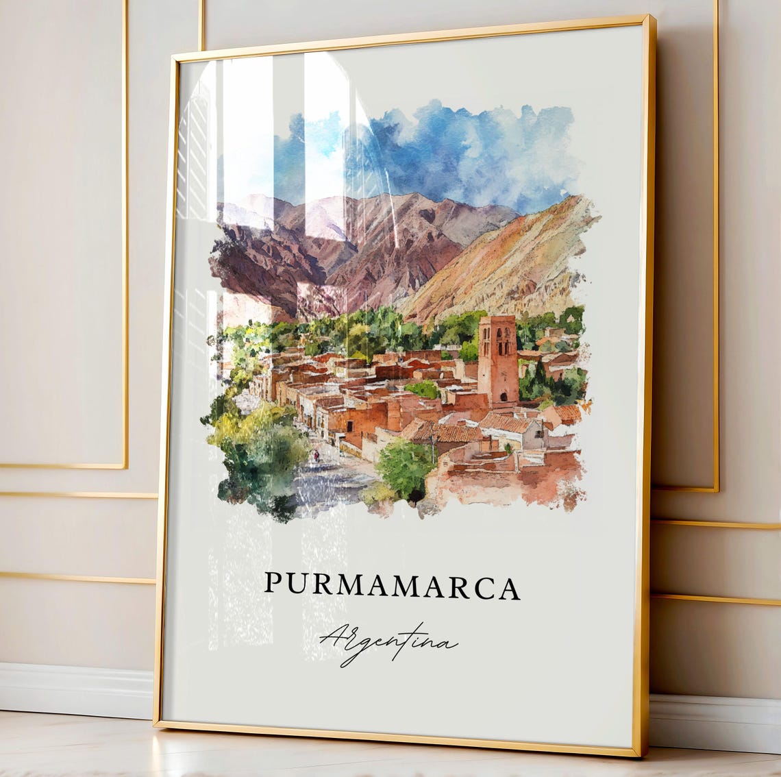 Purmamarca Wall Art Print Watercolor Argentina Gift Travel Poster Housewarming - Image 3