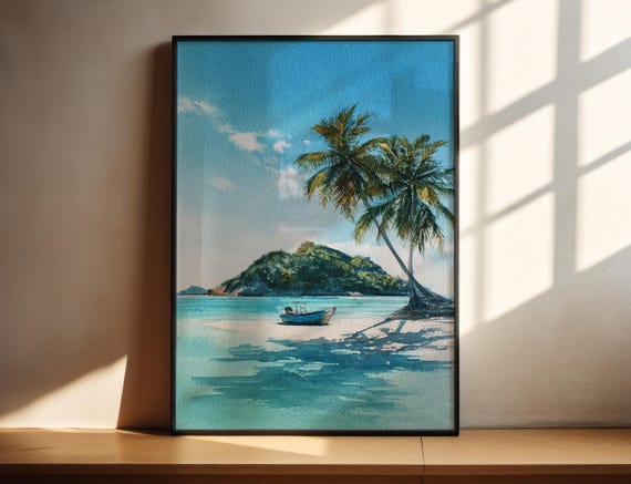 Providencia Island Watercolor Art Colombia Travel Print Artwork Decor Isla De Wall