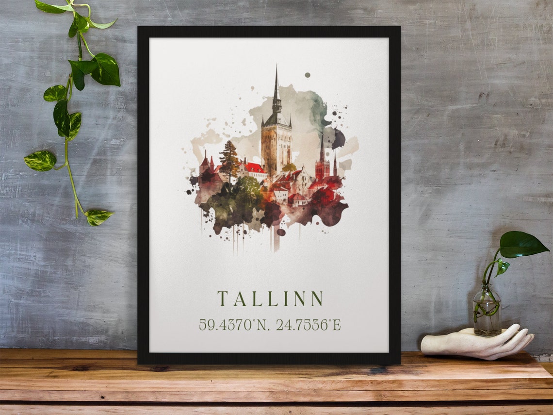 Tallinn Traditional Travel Poster, Custom Text