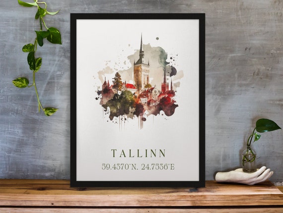 Tallinn Traditional Travel Poster, Custom Text