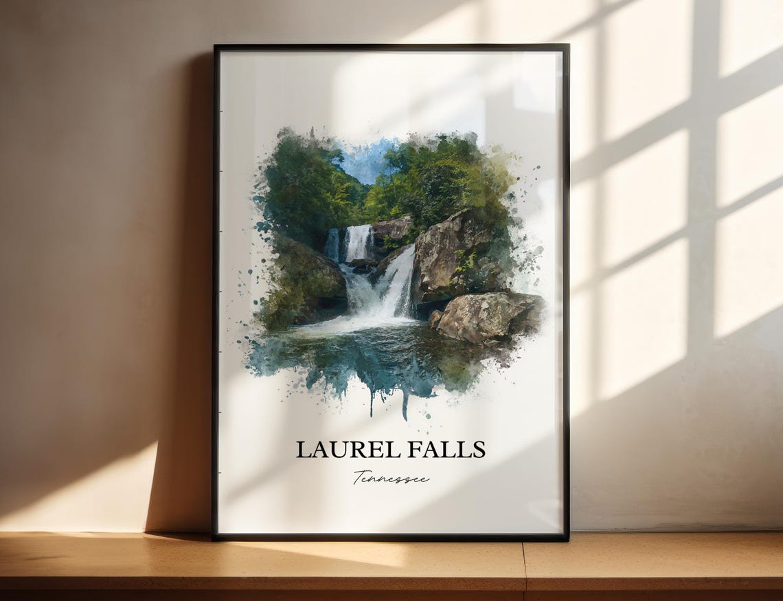 Laurel Falls Tennessee Smoky Mountain Forest Cascade Travel Poster
