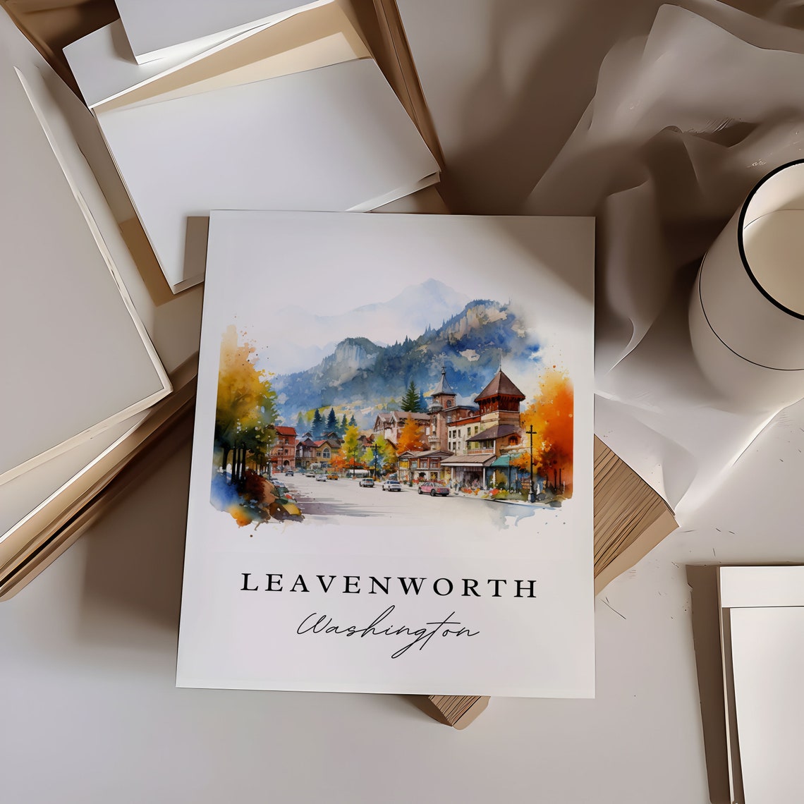Leavenworth Washington Watercolor Bavarian Alpine Town Poster - Image 6