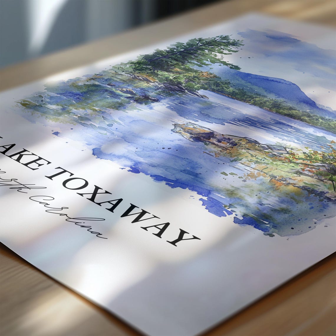 Lake Toxaway North Carolina Pine Mountain Lake Watercolor Poster - Image 6