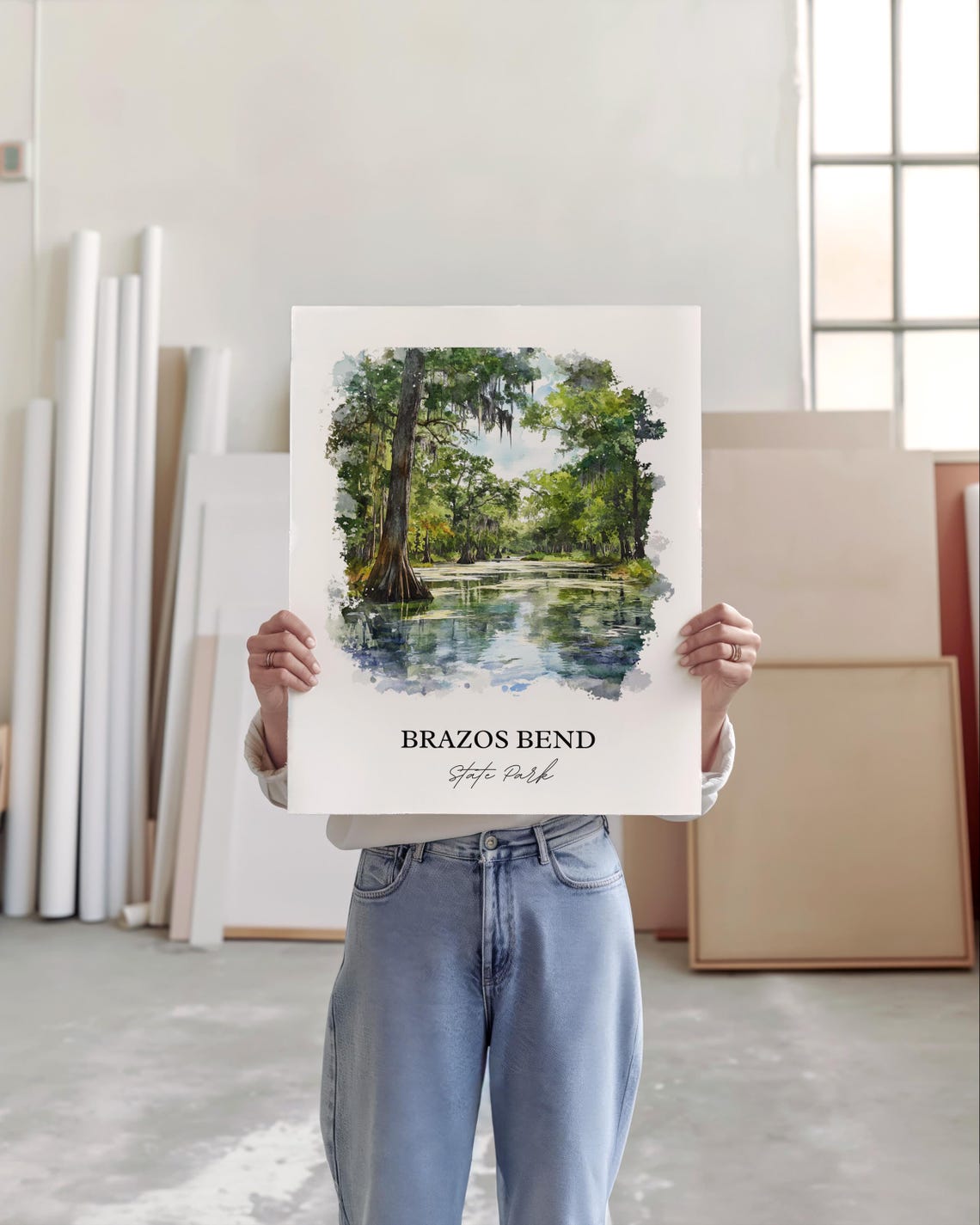 Brazos Bend State Park Texas Cypress Swamp Watercolor Travel Poster - Image 5
