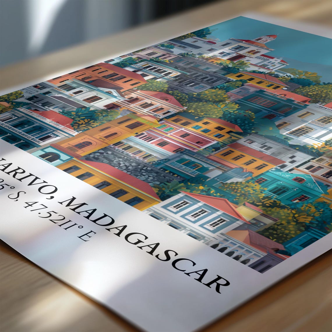 Antananarivo Madagascar Hillside Colonial City Retro Travel Poster - Image 7