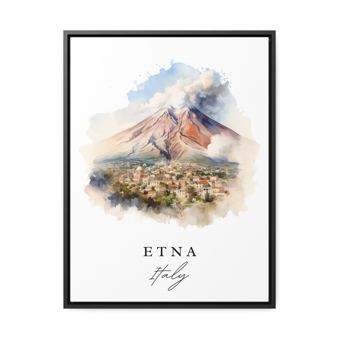 Etna Italy Travel Poster, Custom Text Art Print - Image 3