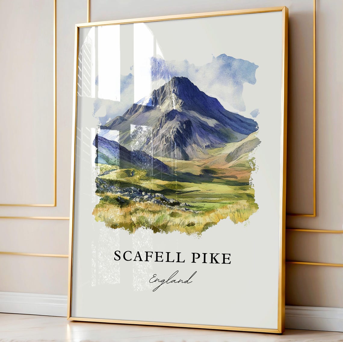 Scafell Pike England Lake District Peak Watercolor Travel Poster - Image 3