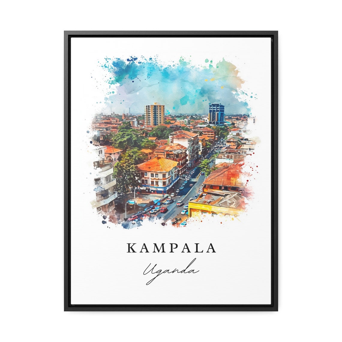 Kampala Uganda Bustling City Street Watercolor Travel Poster - Image 3